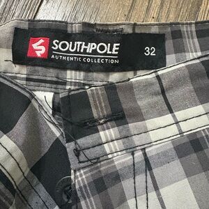 South Pole Black and Gray Plaid Men Shorts